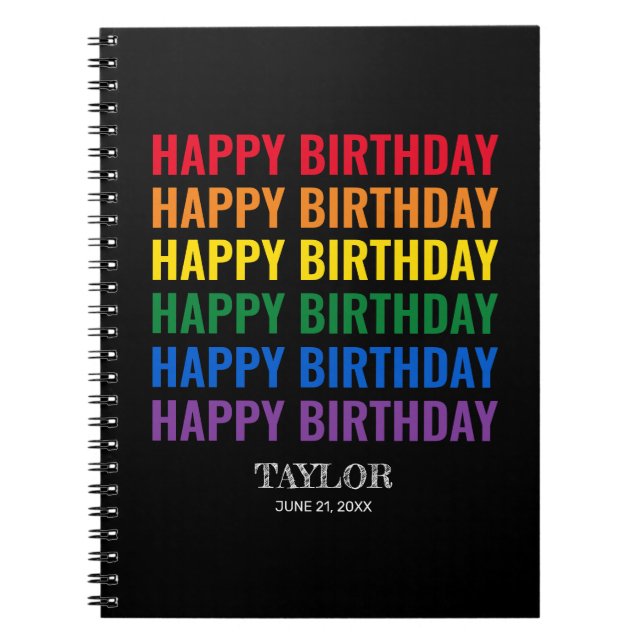 Cuaderno Feliz cumpleaños orgullo LGBT Transgénero LGBTQ (Frente)