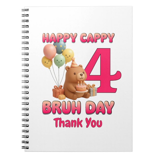 Cuaderno FELIZ CUMPLEAÑOS Osito de peluche lindo cumple 4 a (Frente)