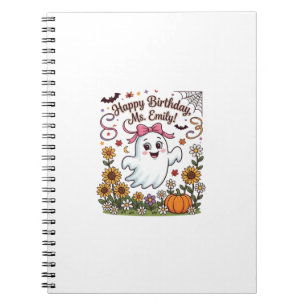 Cuaderno Feliz Cumpleaños Sra Emily Halloween Fantasma Cala