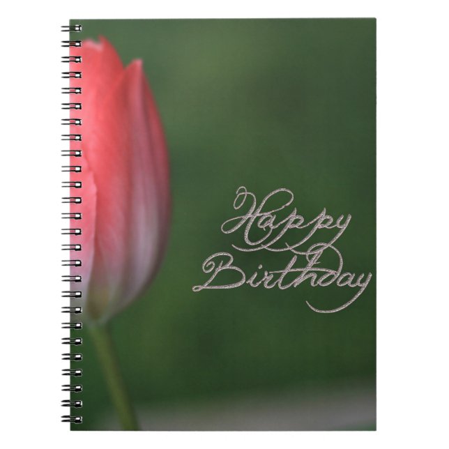 Cuaderno feliz cumpleaños tulipán rojo flor (Frente)
