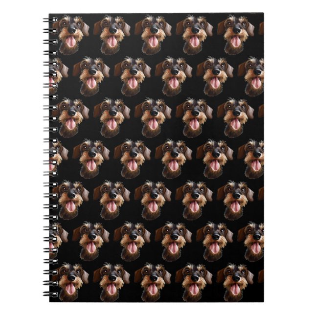 Cuaderno Feliz Dachshund de cabello alámbrico (Frente)