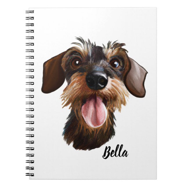 Cuaderno Feliz Dachshund de cabello alámbrico (Frente)