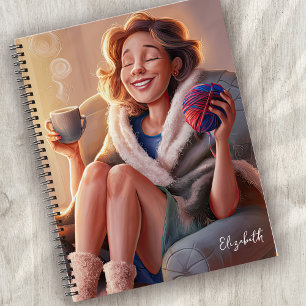 Cuaderno Feliz Dama con Yarn y café