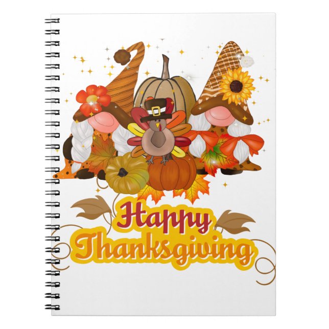 Cuaderno Feliz Día de Acción de Gracias Gnome (Frente)