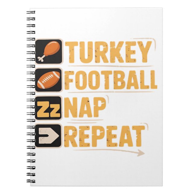 Cuaderno Feliz Día de Acción de Gracias Turquía Futbol Repe (Frente)