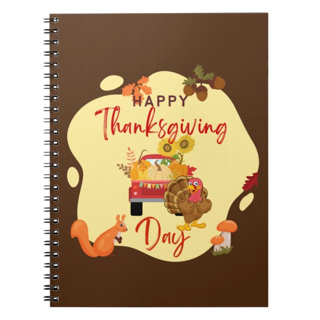 Cuaderno Feliz Día de Gracias, Divertido Día de Acción de G (Frente)