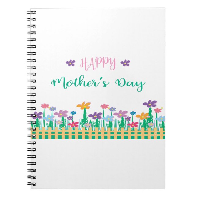 Cuaderno Feliz Día de la Madre con flores únicas (Frente)