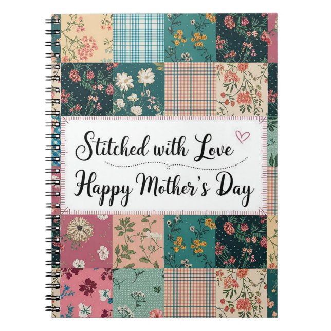 Cuaderno Feliz Día de la Madre - Patrón de Colcha Retro Lin (Frente)