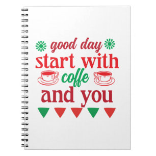 Cuaderno Feliz Día De Navidad Empieza Con Coffe Y Tú