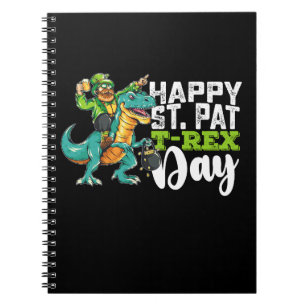Cuaderno Feliz día de San Patricio Pat T Rex Dinosaurio