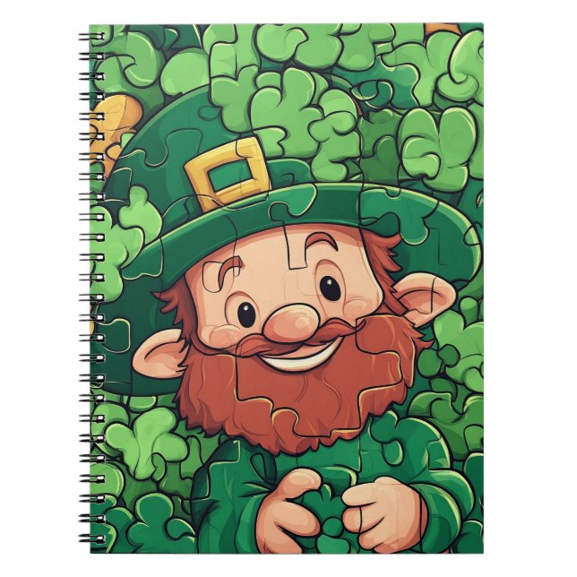 Cuaderno Feliz Día de San Patricio Rompecabezas de Shamrock (Frente)