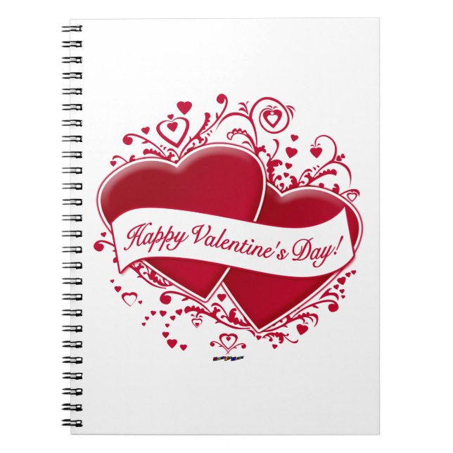 Cuaderno ¡Feliz Día de San Valentín! Corazones rojos (Frente)