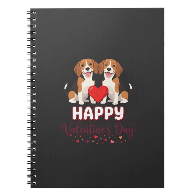 Cuaderno Feliz día de San Valentín pareja de Beagle (Frente)