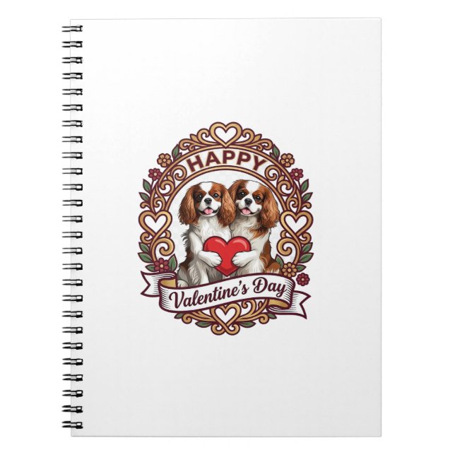 Cuaderno Feliz día de San Valentín Perro Corazón Rojo Marco (Frente)