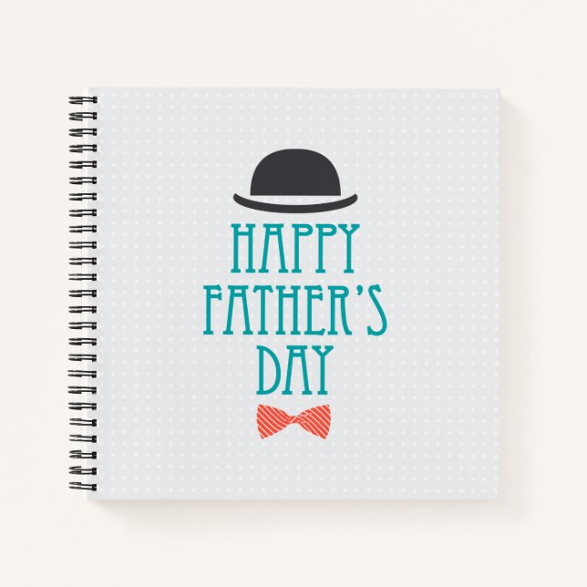 Cuaderno Feliz Día del Padre Gorra y Bow Tie | Portátil (Anverso)