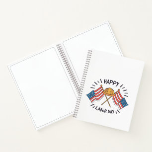 Cuaderno Feliz Día del Trabajo Bandera Patriótica Americana
