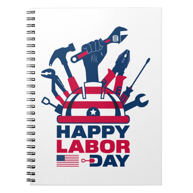 Cuaderno Feliz Día del Trabajo, feriado en Estados Unidos (Frente)