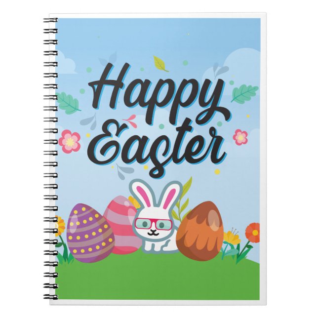 Cuaderno Feliz Eggys de Pascua Bunny & Flowers (Frente)