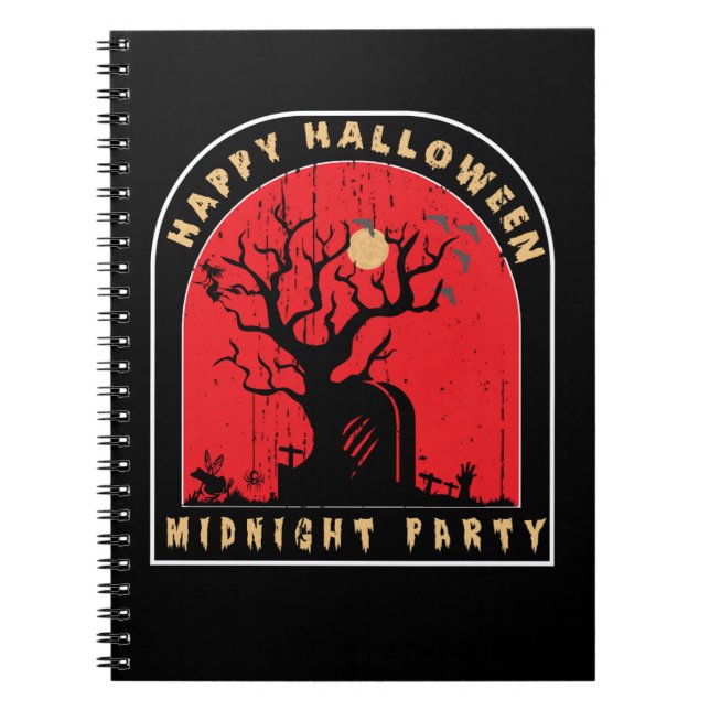 Cuaderno Feliz Fiesta de la medianoche de Halloween (Frente)