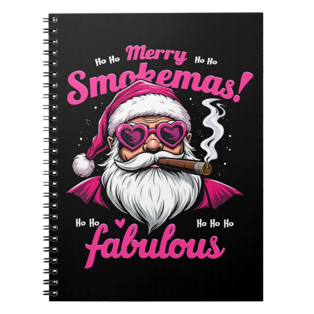 Cuaderno Feliz fiesta de los fumadores en Santa con un gran (Frente)