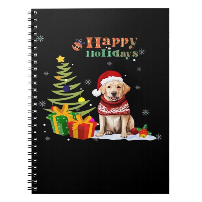 Cuaderno Feliz Fiesta Labrador Retriever Perro Navidad Tre (Frente)