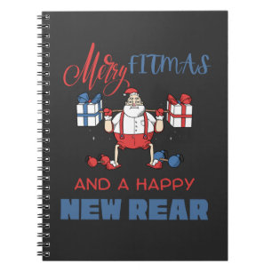 Cuaderno Feliz Fitmas y Feliz Nuevo Gimnasio Trasero Noches