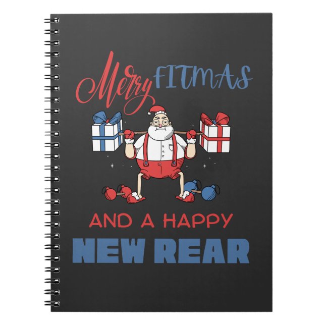 Cuaderno Feliz Fitmas y Feliz Nuevo Gimnasio Trasero Noches (Frente)