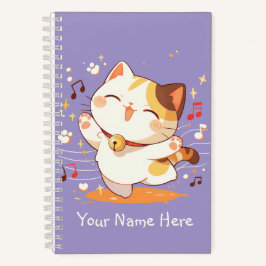 Cuaderno Feliz gato Kawaii Calico bailando música