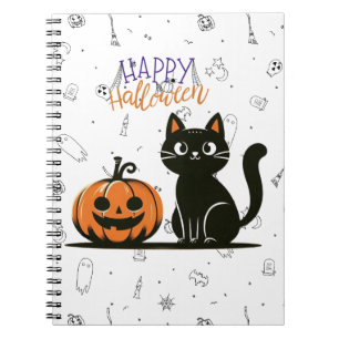 Cuaderno Feliz gato y calabaza de Halloween