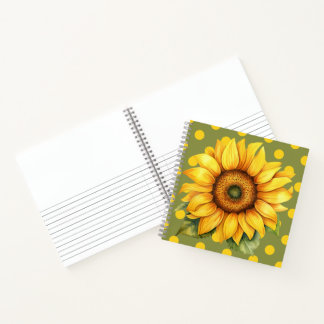 Cuaderno Feliz girasol amarillo y verde al polka-dot
