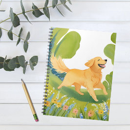 Cuaderno Feliz Golden Retriever | Tarjeta de agua ligera