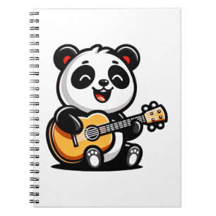 Cuaderno Feliz Guitarista Panda - Diseño Cuto De Música Acú