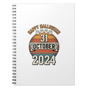 Cuaderno Feliz Halloween 31 Octubre Diseño de Fantasma Vint