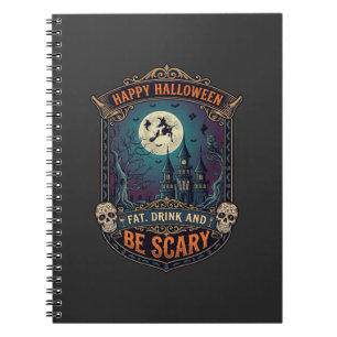 Cuaderno Feliz Halloween Bruja Castillo Calaveras Gordo Beb