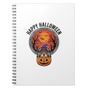 Cuaderno Feliz Halloween Bulldog Bruja Calabaza Camiseta Vi