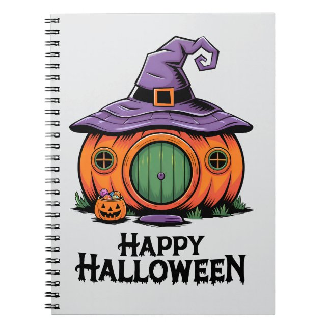 Cuaderno Feliz Halloween Calabaza de algodón y Gorra de Bru (Frente)