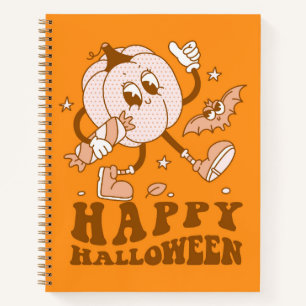 Cuaderno Feliz Halloween  Calabaza de punto de Polka retro