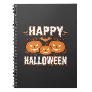 Cuaderno Feliz Halloween Calabaza Murciélago Vector