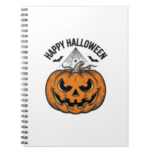 Cuaderno Feliz Halloween Cara de Calabaza Diseño Vintage Ve