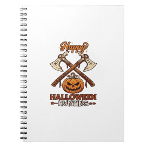 Cuaderno Feliz Halloween Caza Hachas Cruzadas Calabaza Runa