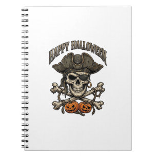 Cuaderno Feliz Halloween Cráneo de Pirata Huesos Cruzados C