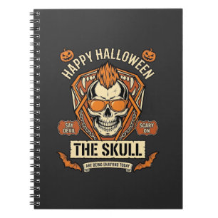 Cuaderno Feliz Halloween Cráneo Mohawk Gafas de sol Calabaz