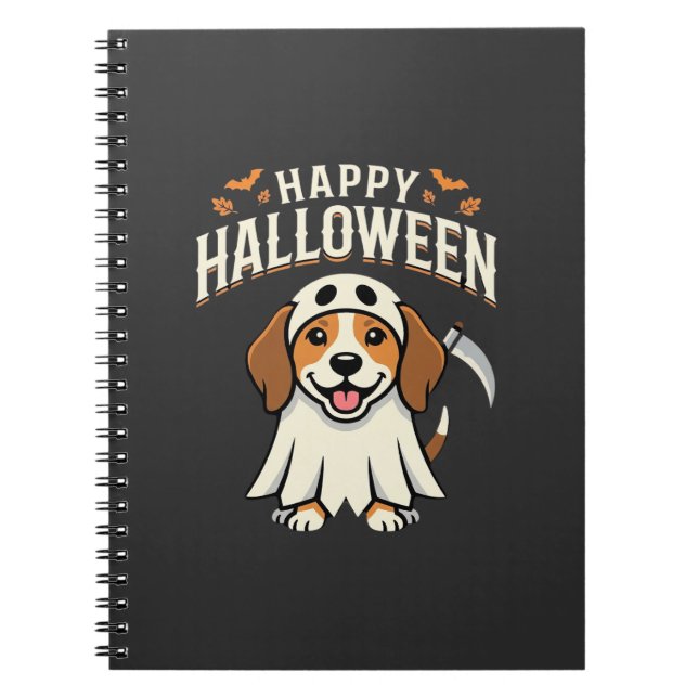 Cuaderno Feliz Halloween Diseño de perro Beagle_1 (Frente)