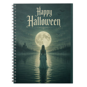 Cuaderno Feliz Halloween Etéreo Silueta Gótica Bajo la Luz
