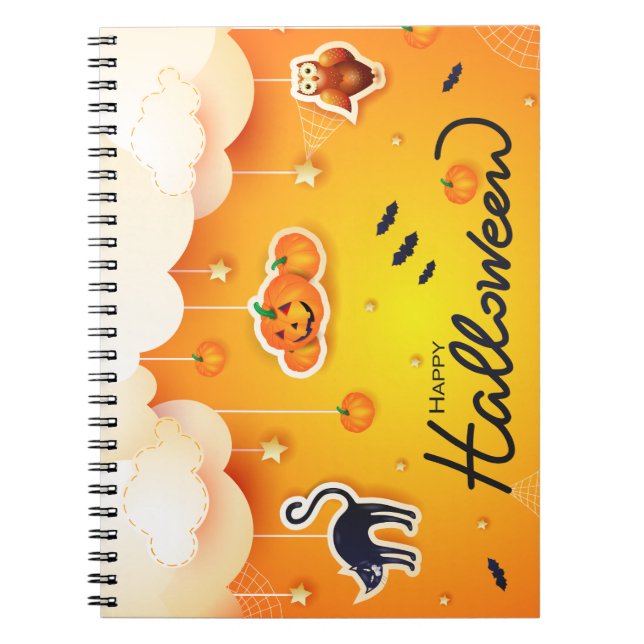 Cuaderno Feliz Halloween sobre las nubes (Frente)