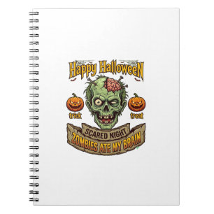 Cuaderno Feliz Halloween Zombies Comieron Cerebro Cabeza de