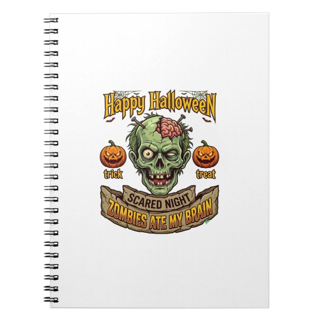 Cuaderno Feliz Halloween Zombies Comieron Cerebro Cabeza de (Frente)