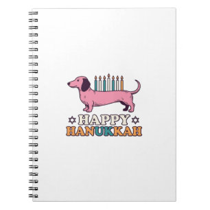 Cuaderno Feliz Hanukkah Dachshund Menorah Diseño de camiset