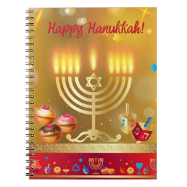 Cuaderno Feliz Hanukkah ilumina oro de feriado judío