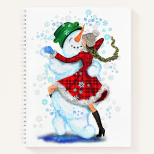 Cuaderno Feliz hombre de nieve y Chica Fiesta de Navidades